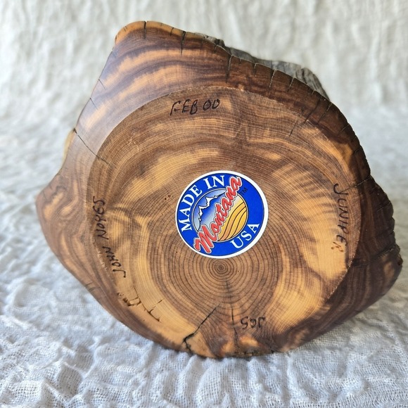 Made In Montana USA Clear Glass Oil Lamp With Juniper Wood Base 9" Tall - Picture 9 of 10